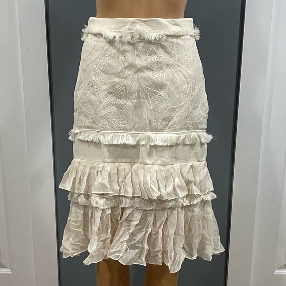 Jason Wu Dresses & Skirts - Jason Wu White Silk Mini Skirt w/Pleated Tier Hem